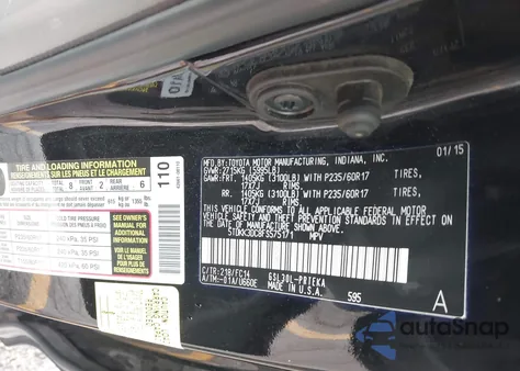 2015 Toyota Sienna Le 8 Passenger from USA, damaged, VIN 5TDKK3DC8FS575171